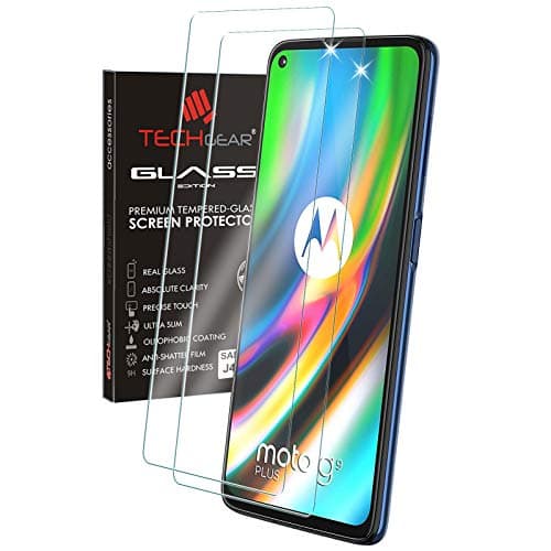 Image of TECHGEAR 2 Pack GLASS Edition Compatible for Motorola Moto G9 Plus, Tempered Glass Screen Protector Covers [2.5D Round Edge] [9H Hardness] [Crystal Clarity] [Scratch-Resistant] [No-Bubble]