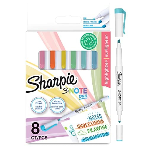 Image of Sharpie S-Note Duo Highlighters | Dual Ended Pastel Creative Markers | Bullet & Chisel Tip for HighlightingDrawingJournaling & More | 8 Count
