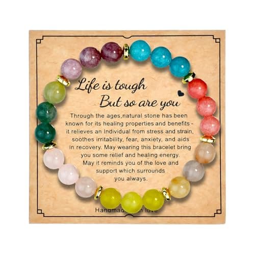 Image of OWill Anxiety Bracelet, Chakra Bracelets for Women, Friendship Christmas Mothers Day Birthday Gifts with Greeting Card