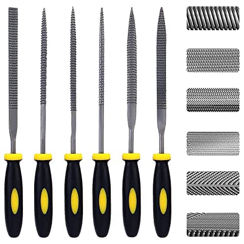 Image of Needle Files Set, 6 Pcs Mini Carbon Steel File Kit with Handle, Including Flat/Flat Warding/Half Round/Square/Round/Triangle, Suitable for Metal, Wood, Glass, Plastics (Small)
