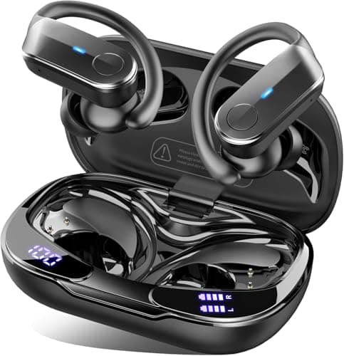 Image of Wireless Earbuds Sports, 2026 Bluetooth 5.4 Headphones with 70H Deep Bass Over Ear Buds, IPX8 Waterproof ENC Noise Cancelling Earphones, Running Headphones with Earhooks, USB-C Headset for Workout/Gym
