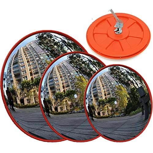 Image of Convex Mirror 60cm Road Traffic Safety Mirror Unbreakable 130 Degree Wide Angle Blind Spot Mirror car parking security Curved Convex Road Mirror with Bracket Screws for Driveway Blind Spot Road