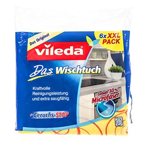 Image of Vileda Ultra Fresh Multi-Purpose Cloth, Removes Greasy Dirt Even Without Chemicals, Extremely Absorbent, Leaves a Streak-free Shine, Stays Hygienically Fresh Longer - Pack of 6