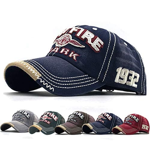 Image of CheChury Distressed Baseball Cap for Mens Vintage Trucker Hat Men Cotton Embroidered Snapback Casual Baseball Cap Unisex (Navy)