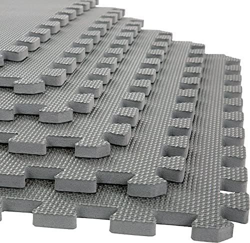 Image of Soft Foam Exercise Floor Mats, Interlocking Puzzle EVA mat tiles For Gym, Garage, Home, Office, Workouts, Yoga, Kids Play, Weights and workout Studio - 60 x 60cm (8 Mats)