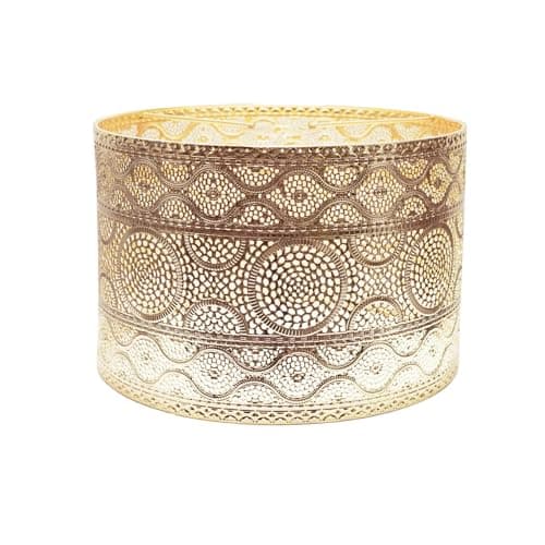 Image of ValueLights | Easy Fit Moroccan Style Gold Ceiling Pendant Drum Light Shade for Living Room Bedroom Hallway LED Bulb Included | Shades & Home Improvements Essential | 31cm Shade Width