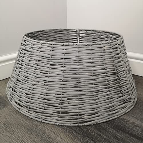 Image of Samuel ALEXANDER 40/58cm KD Willow Christmas Tree Skirt Wicker Rattan - Medium Light Grey