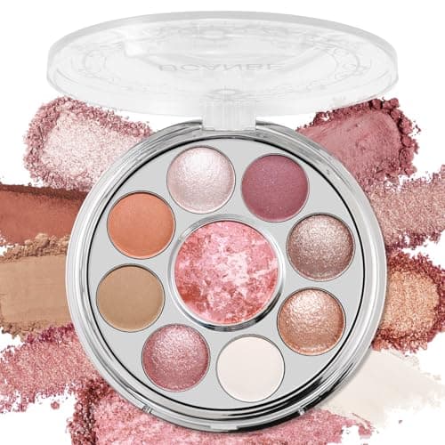 Image of UCANBE Baked Eyeshadow & Blush Palette, High Pigmented Blendable Matte Shimmer Rose Pink Eye Shadow & Cheek Makeup Palette, Rotating Compact Design Makeup Gift, 02 Whispered Rose