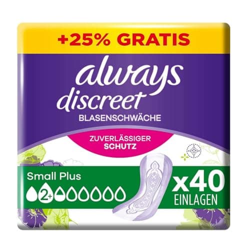 Image of Always Discreet Incontinence Pads for Women Small Plus Pack of 40 All-Round Protection Incredible Discretion