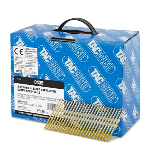 Image of Tacwise 0435 Extra Galvanised Framing Nails 2.9 / 50 mm, Round Head, Screw Shank, 22° Inclined, Plastic Collated, Pack of 3000