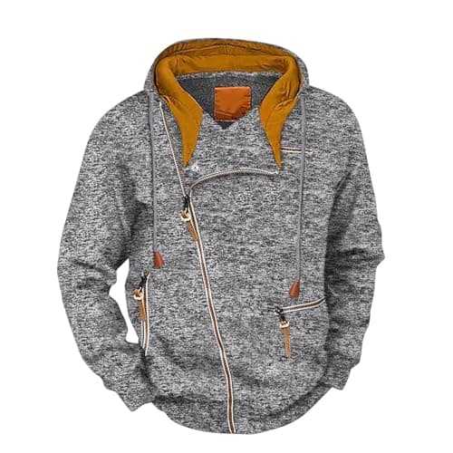 Image of Beokeuioe Hoodie with Side Zip, Classic Pullover with Hood, Sweatshirt, Men's Sweat Jacket, Male Basic Sports Jacket, Slim Fit Cardigan Jacket, Hooded Jacket, Hoodie, A light grey, S