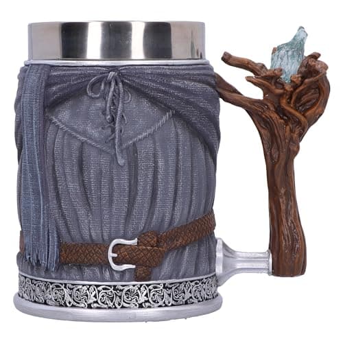 Image of Nemesis Now Lord of the Rings Gandalf the Grey Tankard 15.5cm – Official LOTR Collectible Resin Stein with Stainless Steel Insert