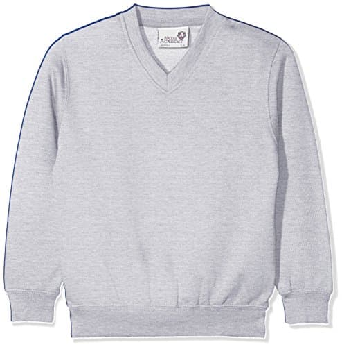 Image of AWDis Boy's Kids Academy V-Neck Sweatshirt School Top, Grey (Academy Grey), 11-12 Years (Manufacturer Size:X-Large)