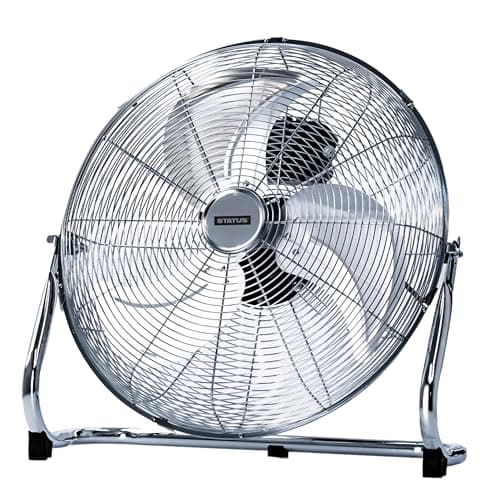 Image of Status 18 Inch Floor Fan with 3 Speed Settings, Adjustable Tilt Air Circulator for Home and Office Cooling, Chrome (S18CFLOORFAN1PKB)