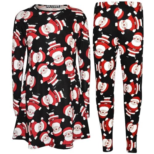 Image of A2Z 4 Kids Girls Dress Kids Christmas Santa Penguin Print Dresses & New Xmas Fashion Legging Set New Age 7 8 9 10 11 12 13 Years