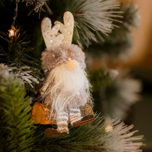 Image of Marco Paul 16cm Sitting Grey Glam Gonk – Soft Plush Christmas Nordic Gnome Ornament - Festive Plush Xmas Decoration for Fireplace, Shelf & Winter Home Décor