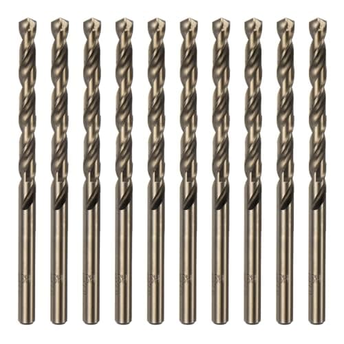 Image of sourcing map 10pcs Cobalt Jobber Drill Bits 5mm / 0.197" M35 High Speed Steel HSS Twist Drilling Bit Tool for Stainless Steel Copper Wood Plastic and other Hard Materials