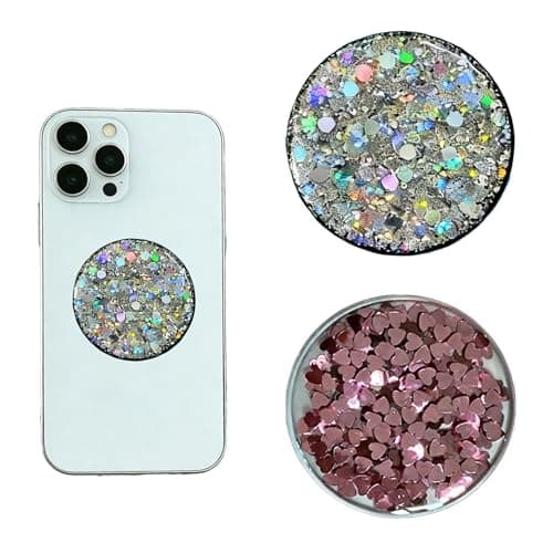 Image of 2Pcs Circular Shaped Expanding Moblile Cell Phone Holder Foldable Stand and Finger Holder One-handed operation Compatible with Smartphones, Mobiles & Cases Silver and Pink