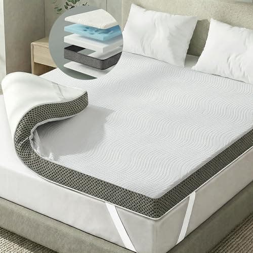 Image of Degrees of Comfort Memory Foam Mattress Topper Double Size, 8cm Thick Hypoallergenic Toppers with Airflow Mesh and Soft, Washable, Anti-Slip Cover for Back Pain and Silentnight Sleep, 135x190cm