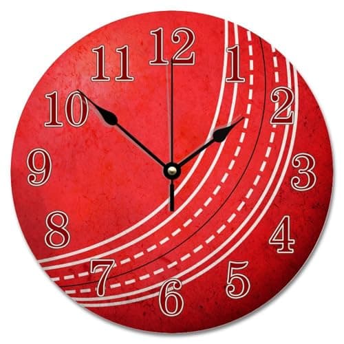 Image of Madcolitote Cricket Ball Wall Clock Cricket Sport Wood Floor Large Wall Clocks Battery Operated 10 Inch Non-Ticking Farmhouse Home Decor Wall Decor for Kitchen Living Room Bedroom Office
