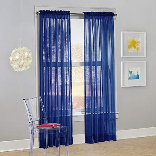 Image of Megachest a pair of slot top voile curtains (Navy, 56" wideX48 drop 2 Panels)