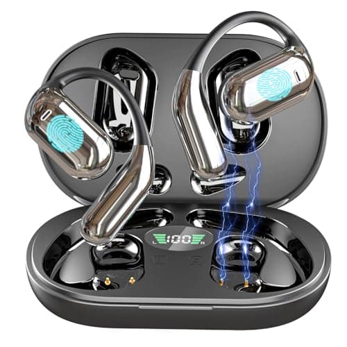 Image of AndThere Open Ear Headphones, Bluetooth 5.4 Wireless Earbuds with Translator Real Time Function, Earphones with LED Charging Case Over Ear Bone Conduction Headphones for Running Gym Sports