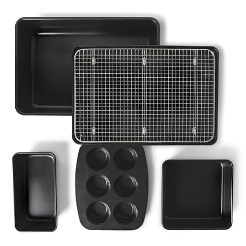 Image of Amazon Basics Nonstick Bakeware 6-Piece Set, Stackable, Dishwasher and Oven-Safe