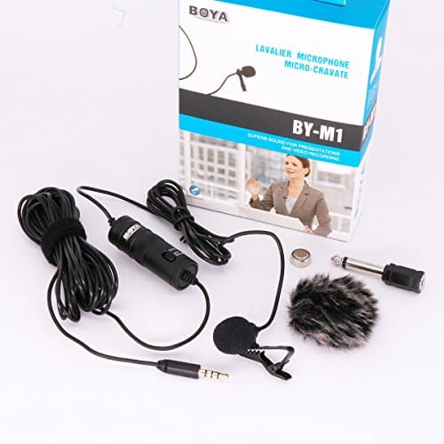 Image of BOYA by-M1 Lavalier Microphone for iPhone with Free Windshield for Smartphones Mobile Phone DSLR Cameras PC Interviewing Vlogging Livestreaming