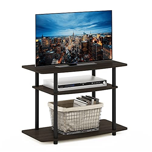 Image of Furinno TURN-N-TUBE TV Stand, 3-Tier No Tools Entertainment Center, TV Console for TV up to 32 Inch, for Living Room, Bedroom, Dark Brown