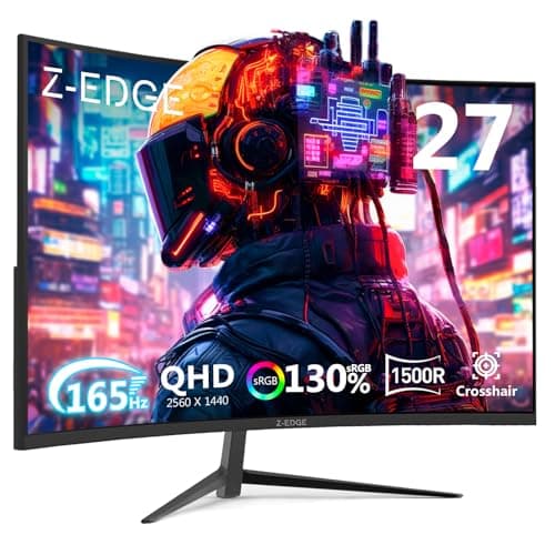 Image of Z-Edge 27 Inch QHD Curved Gaming Monitor 165Hz 1ms MPRT 2K 2560x1440 16:9 Curved Screen, Ultra-Thin Bezel, FreeSync, DisplayPort(165Hz) & HDMI(144Hz), VESA Mountable, Black