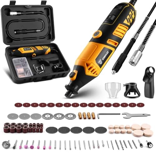 Image of Power Rotary Tool Kit 170W: DEKOPRO 126pc Multi DIY Tool Kit for Wood/Metal - Mini Electric Sander/Drill Set with Flex Shaft for Carving,Cutting,Sanding,Grinding,Engraving,Polishing for 3D Printing