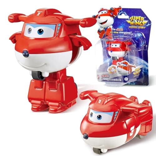 Image of Super Wings Transforming Jett Toys 2 in 1 Action Figure 2 Inch Robot Plane Toy Transforming Toy for Boys Girls Age 3+