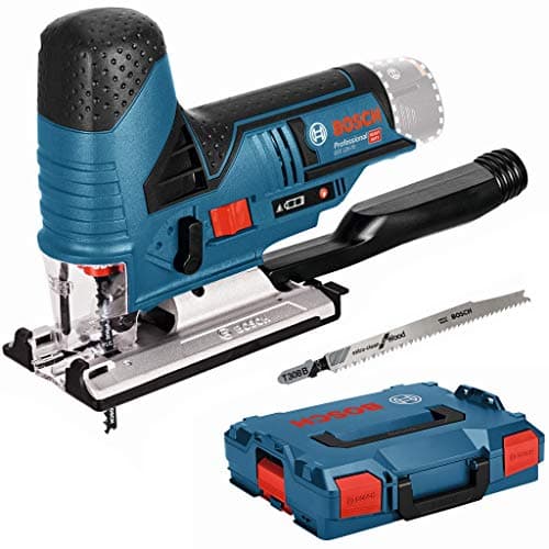Image of Bosch Professional 12V System GST 12V-70 Cordless Jigsaw (2 x Saw Blades, Glide Shoe, Anti-Splinter Guard, Cutting Depth in Wood: 70 mm, Without Battery/Charger, L-BOXX)