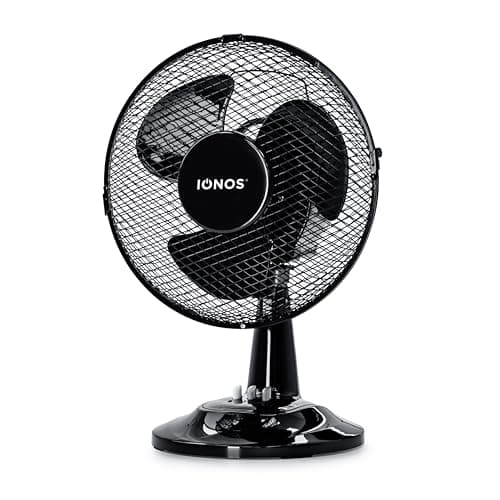 Image of IONOS 9" Desk Fan, 2 Speed with Adjustable Angle, Portable & Carry Handle, Desktop/Bedside Airflow for Home & Office, Black (ION9BDESKFAN1PKB)