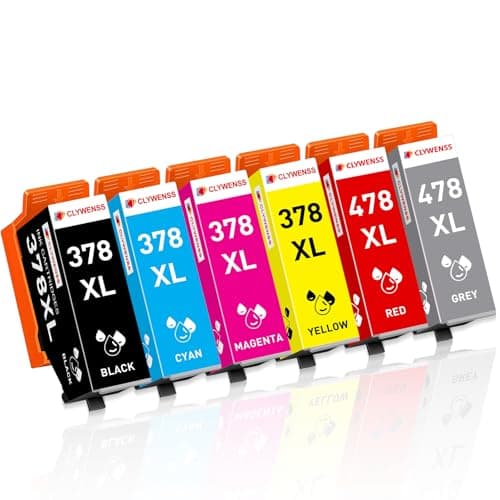 Image of Clywenss 378XL 478XL Ink Cartridges Multipack Compatible with Epson 378 478 XL 378XL 478XL for Expression Photo HD XP-15000 XP15000 Printer Ink, 6-Pack (Red, Grey, Black, Cyan, Magenta, Yellow)