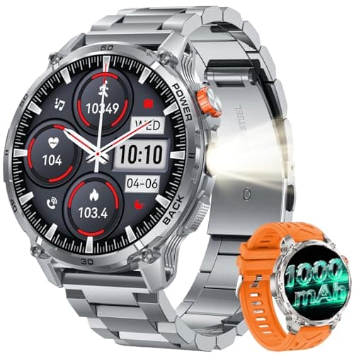 Image of Smart Watch Men Fitness Tracker: 1.85" HD Touch Screen 1000mAh Battery Smartwatch Blood Pressure Oxygen Heart Rate Monitor IP68 Waterproof Bluetooth Call Step Counter Digital Sport Health Android iOS