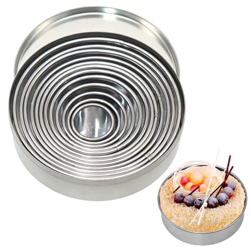 Image of Pastry Cutters, 12Pcs Ring Scone Cutter, Round Cookie Cutter Set Stainless Steel Circle Biscuit Cutters for Pastry Donut Fondant Baking DIY Cake (12 Sizes)