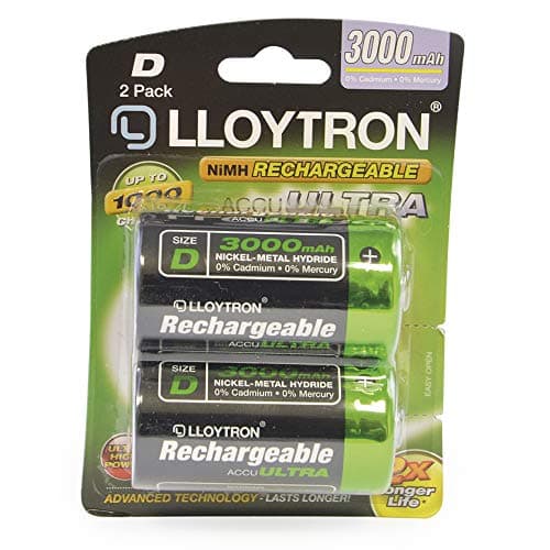 Image of LLOYTRON NiMH Rechargeable AccuUltra Batteries / D Size / 3000mAh / 2 Pack - B017