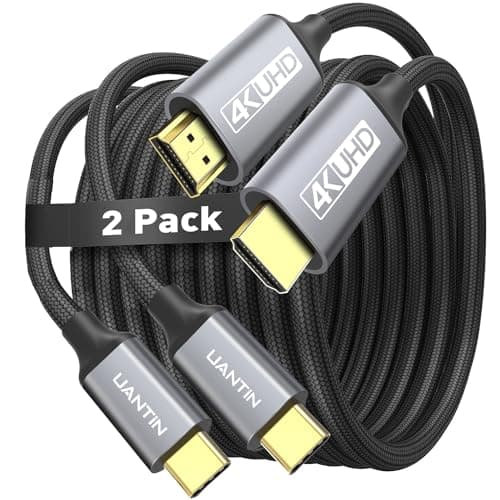 Image of UANTIN USB C to HDMI Cable 1.8M | 4K USB 3.1 Type-C to HDMI 2.0 Cord [Thunderbolt 3/4 Compatible] with MacBook Pro/Air,Galaxy S8 to S23,iPhone 15/Pro/Plus/Max,iPad Pro, iMac, Surface - 2 Pack