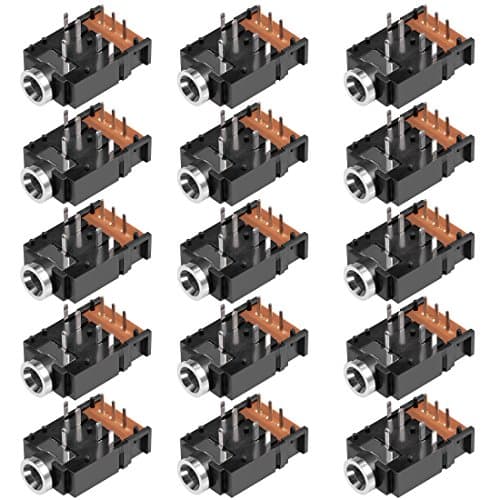Image of sourcing map 15Pcs PCB Mount 3.5mm 8 Pin Socket Headphone Stereo Jack Audio Video Connector Black PJ-3F07-8P