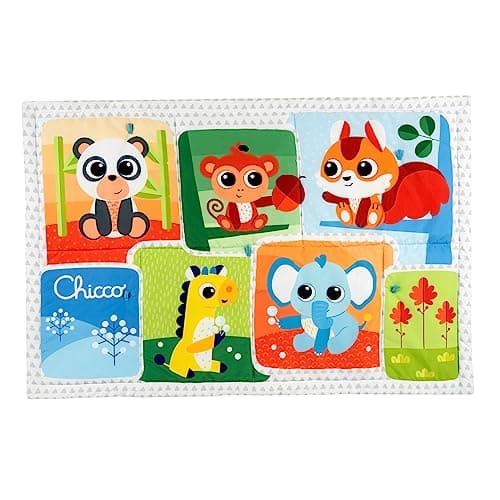 Image of Chicco XXL Enchanted Forest Play Mat, Soft Colourful Rug with Forest Animals, Baby First Movements, Soft Padded, Extra Large 135 x 90 cm, 0+ Months
