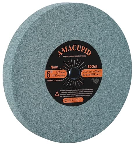 Image of AmaCupid Bench Grinding Wheel 6 inch, Green Silicon Carbide Abrasive. For Sharpening Carbide Tools, Products of Non-Metallic Materials. 1/2" Arbor, 3/4" Thickness, 80 Grit