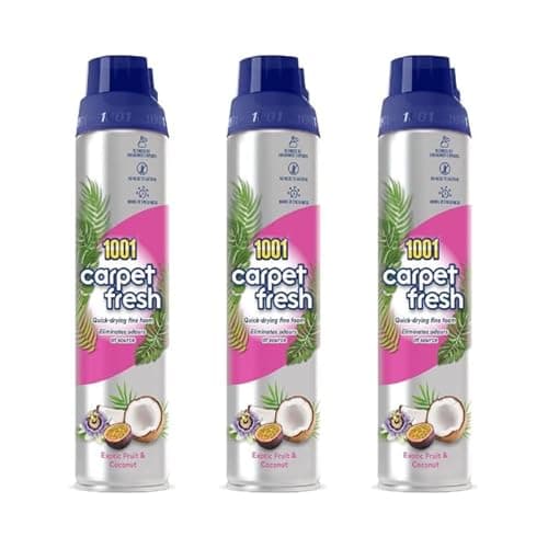 Image of 1001 Carpet Fresh Foam Freshener, Exotic Fruit & Coconut Fragrance, Eliminates Odours, 300ml, Pack of 3