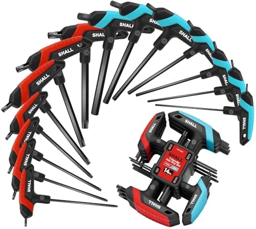 Image of Shall 14-Piece T-Handle Hex Key Set, 7-Piece Metric and 7-Piece Torx, Portable Hex Key Set with Storage Rack for Car and Bike Repair, DIY, Home Repair and Mechanical Maintenance