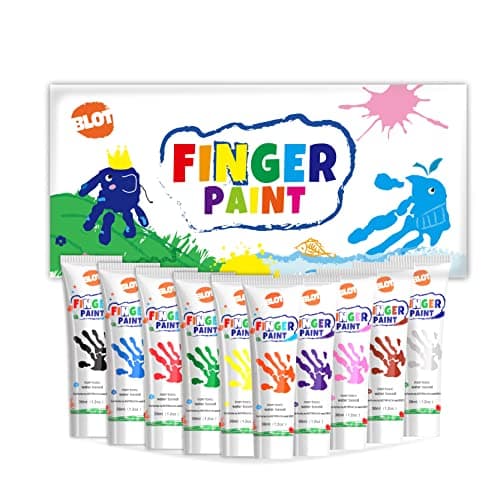 Image of BLOT Finger Paint Set 10 Colors Non Toxic Kids Poster Paint Set Safe Finger Art Painting Kits for Toddlers Kids Drawing Gifts, 36ml/Tube, Age 3+