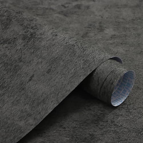 Image of CiCiwind Peel and Stick Wallpaper 40×300cm Dark Grey Concrete Look Wallpaper Self Adhesive Contact Paper Thicken Vinyl Film for Wall Table Worktop Furniture Decor