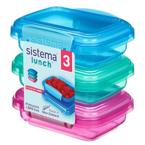 Image of Sistema Lunch Food Storage Containers | 200 ml | Small Snack Pots | BPA-Free Plastic | Assorted Colours | 3 Count