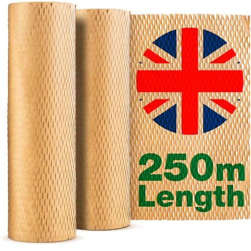 Image of Brown Honeycomb Packing Paper Roll 250m x 30cm | Eco Bubble Wrap Alternative for Moving House | Packing Paper for Moving, Shipping & Packaging Materials | Plastic Free Protection