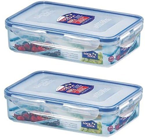 Image of Lock & Lock 2 Pack Rectangular Plastic Food Container 800 ml HPL816