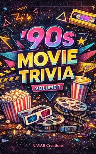 Image of 90s Movies Trivia: Challenge Your Memory with Fun 90s Film Quizzes Featuring Blockbusters, Rom-Coms, Action Hits, Cult Classics, and Iconic Soundtracks (90s MOVIE TRIVIA Book 1)